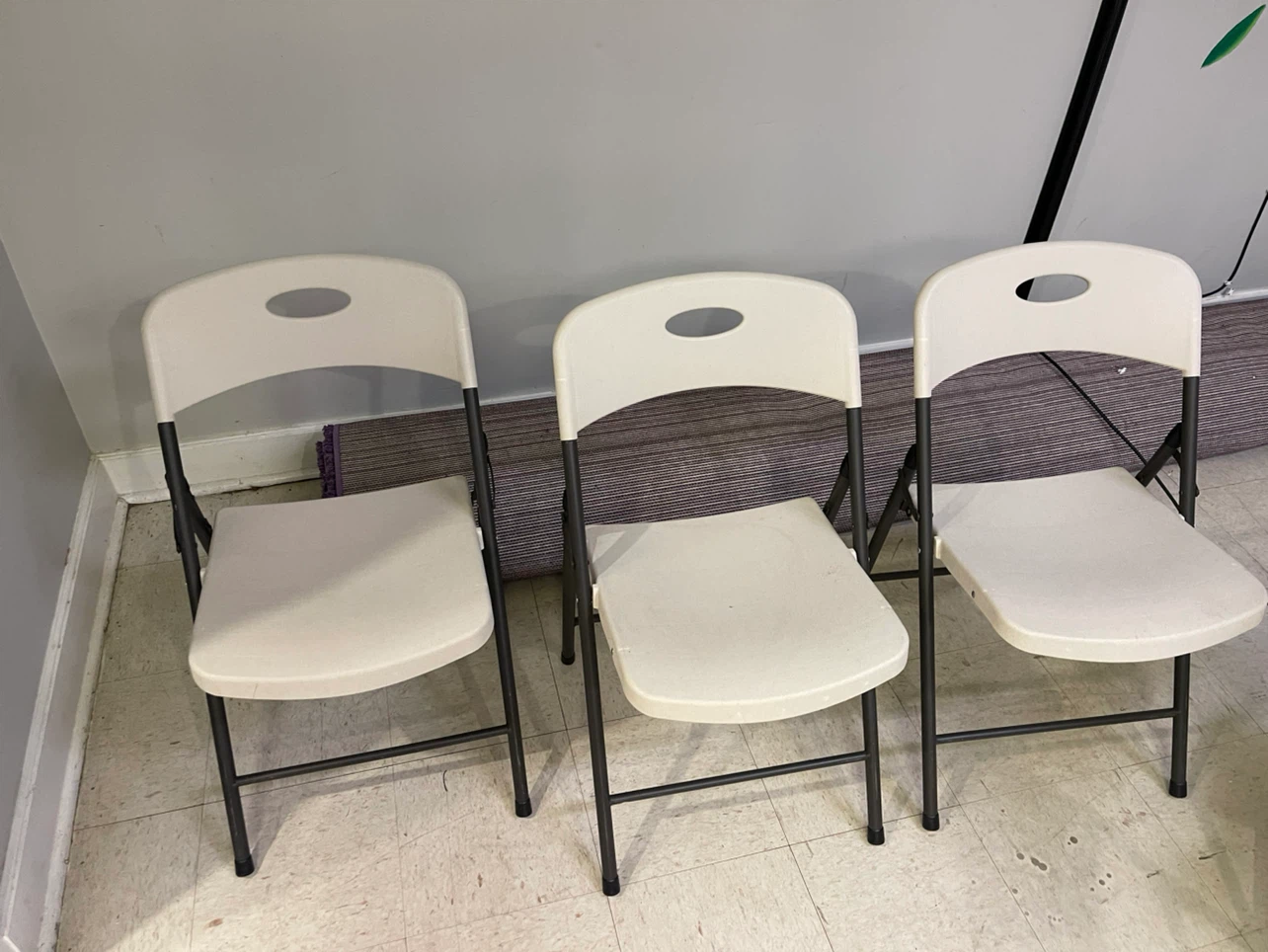 Set of 3 White Folding Chairs