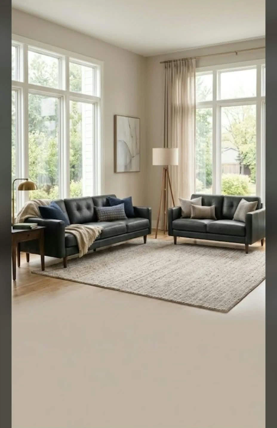Valued$2500 faux Black Leather Sofa&Loveseat$600must buy today!