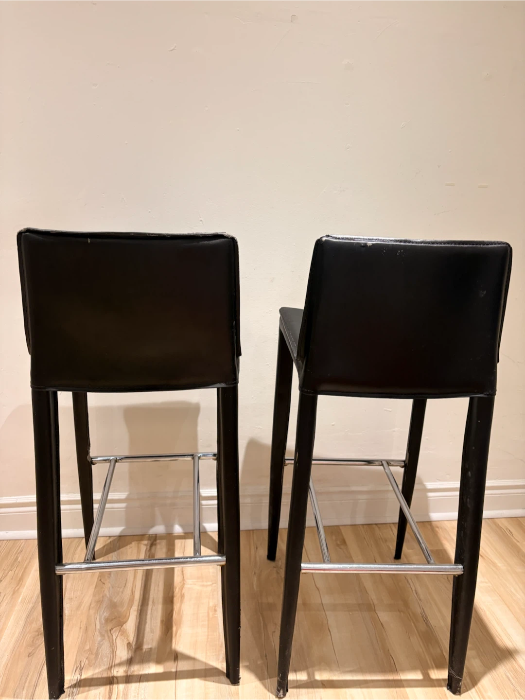 Two Black Faux Leather Bar Stools - photo 4