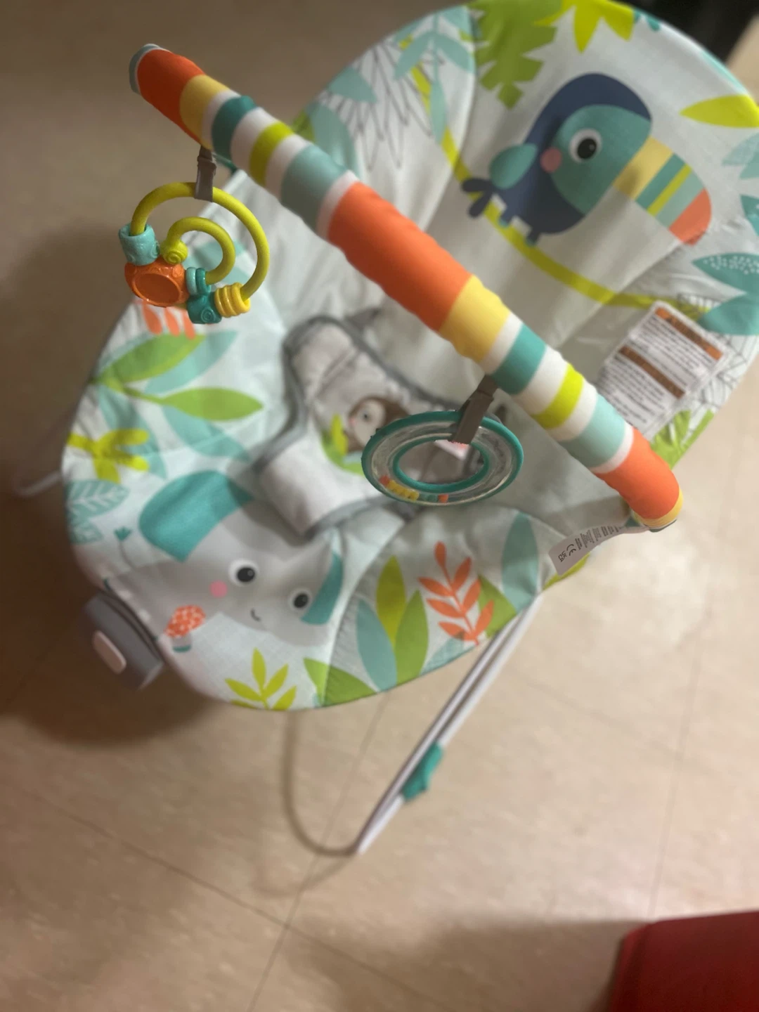 3 point harness vibrating bouncer with- Toy bar