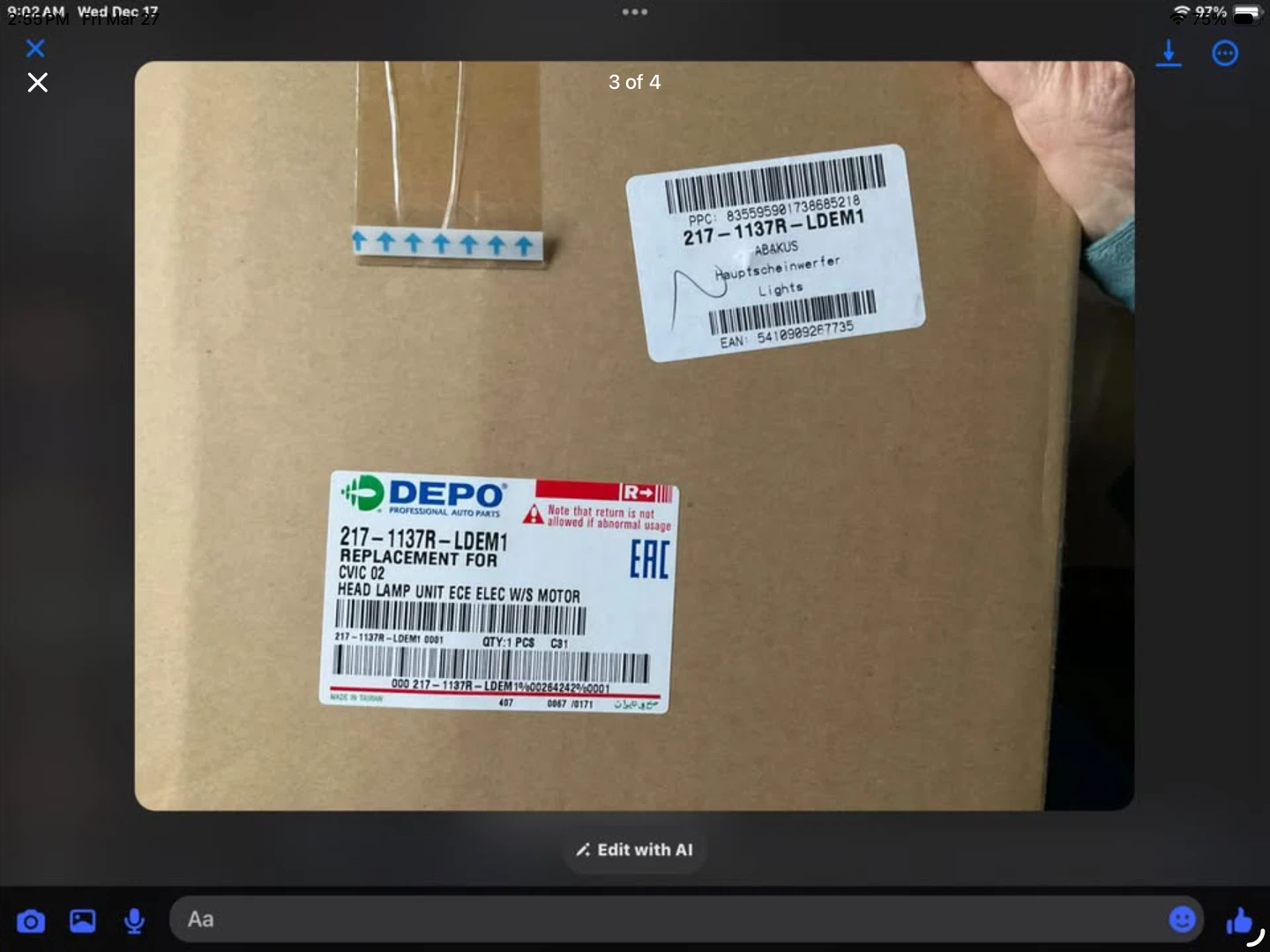 Depo Head Lamp Unit for 2002 Honda Civic - photo 3