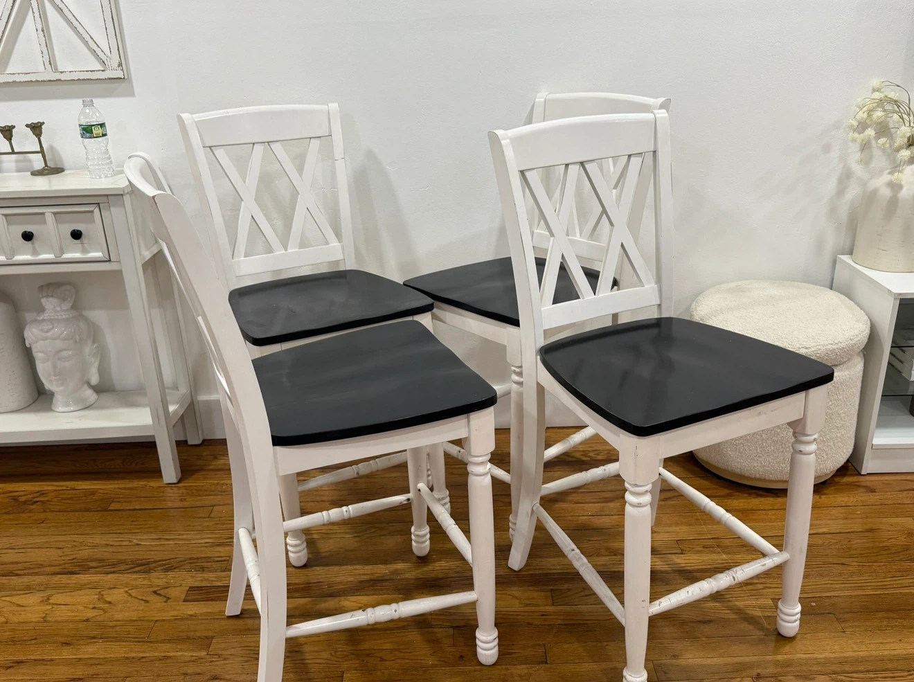 Set of 4 Farmhouse Style Counter Stools - photo 2