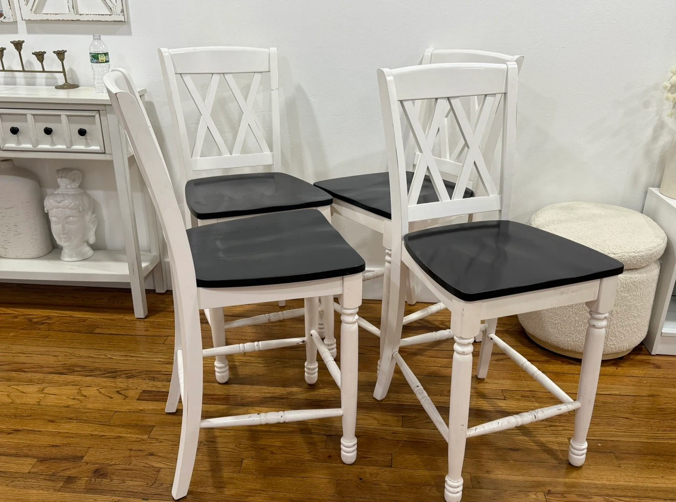 Set of 4 Farmhouse Style Counter Stools - photo 3