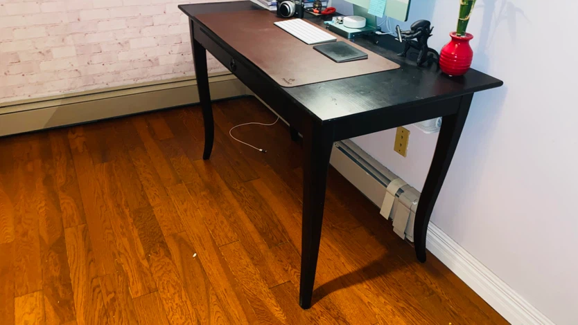 Black Wooden Desk with Single Drawer - photo 2