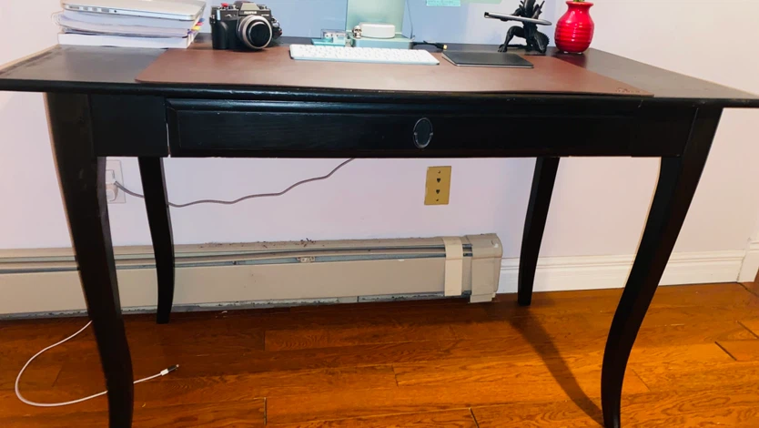 Black Wooden Desk with Single Drawer - photo 3