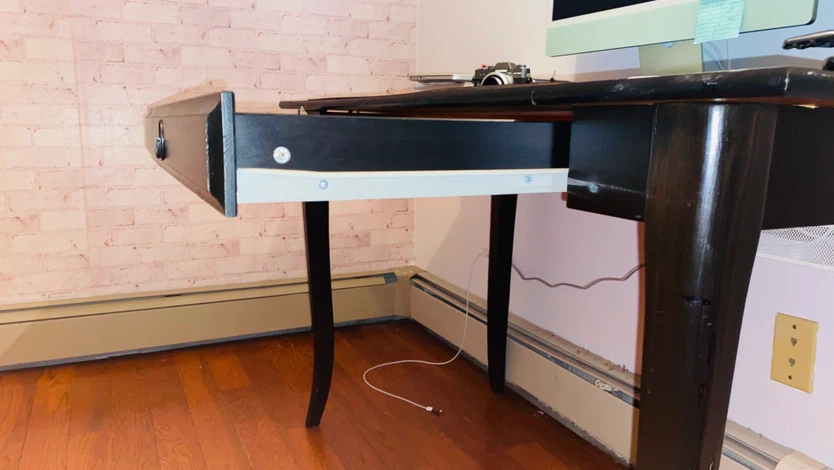Black Wooden Desk with Single Drawer - photo 4