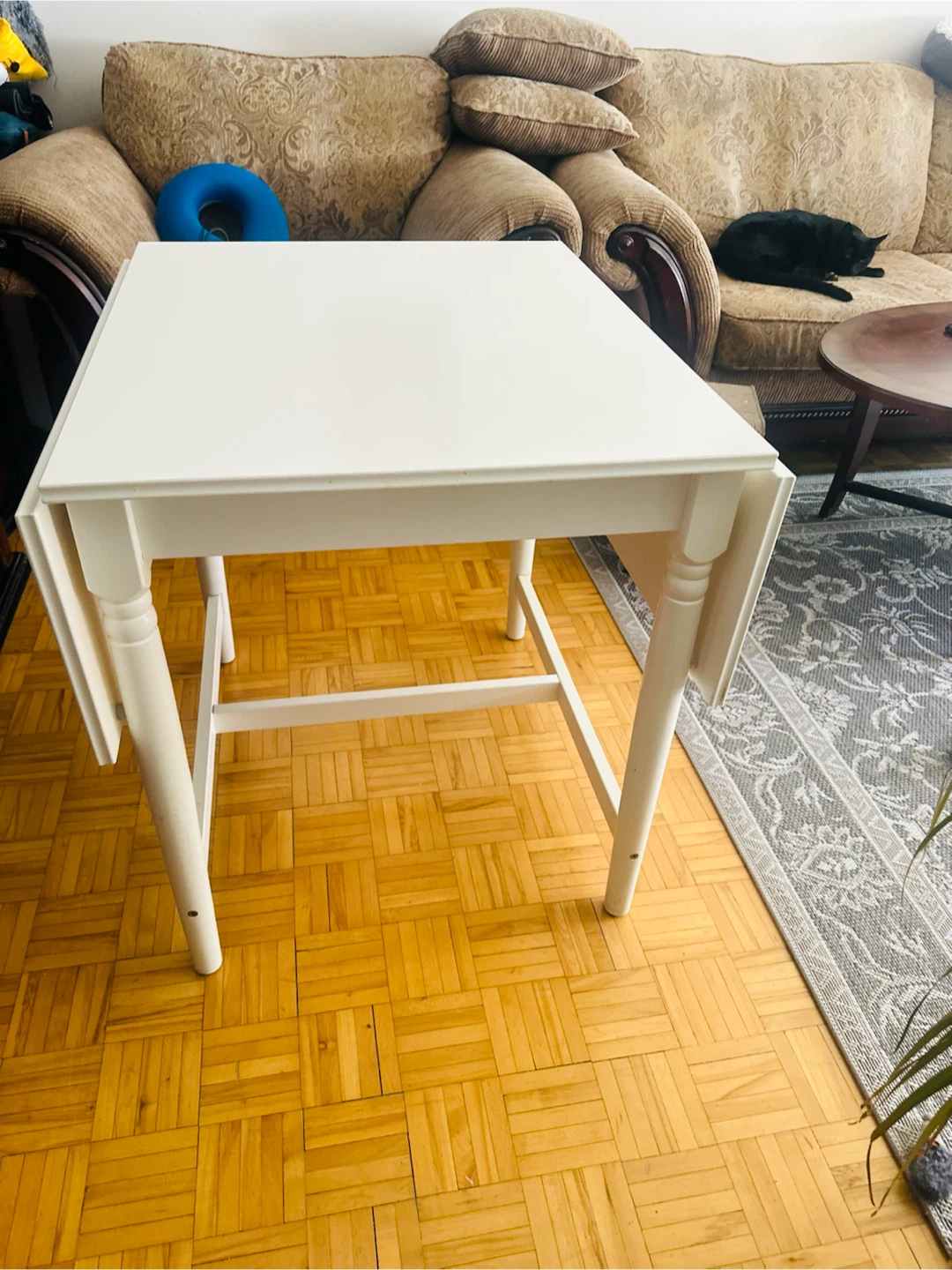 White Drop-Leaf Dining Table