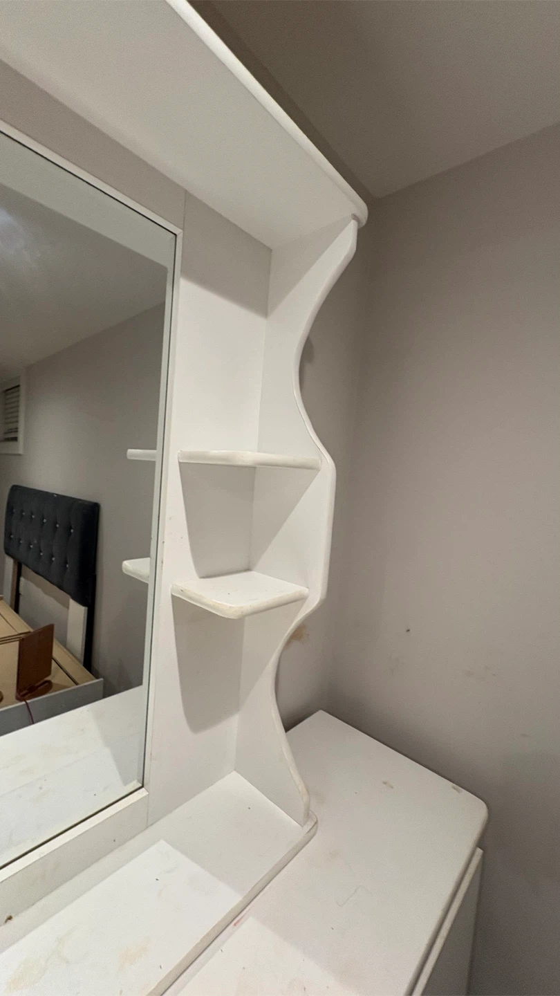White Vanity Dresser with Mirror and Shelving - photo 2