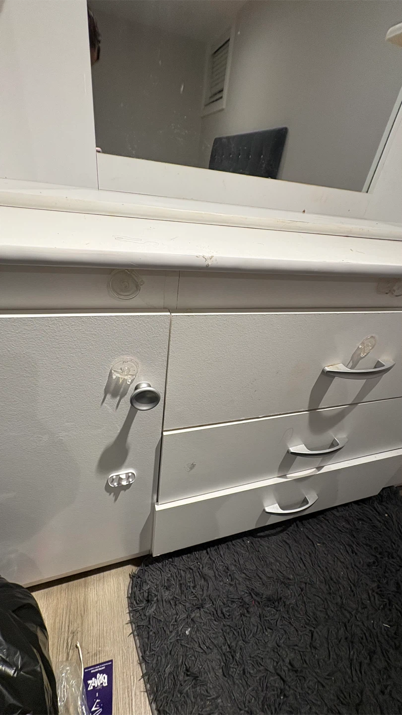 White Vanity Dresser with Mirror and Shelving - photo 3