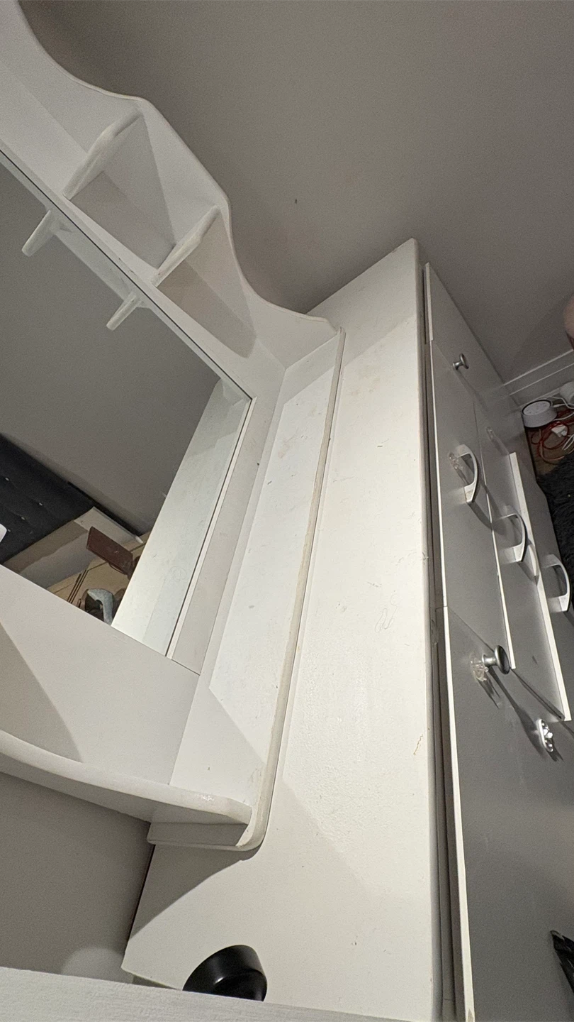 White Vanity Dresser with Mirror and Shelving - photo 4