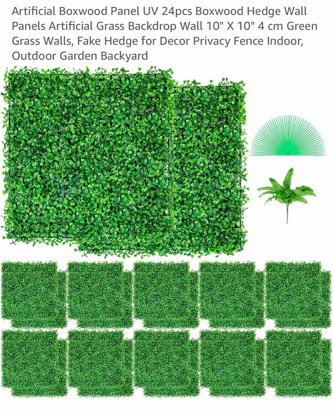 24pc Artificial Boxwood Hedge Wall Panels
