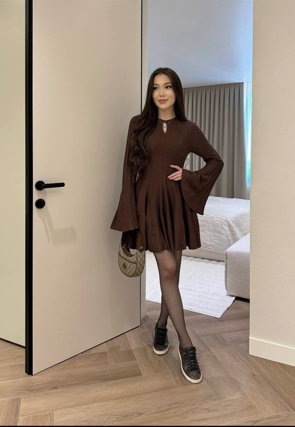 NEW Chocolate Brown Ribbed Dress – Size S/M