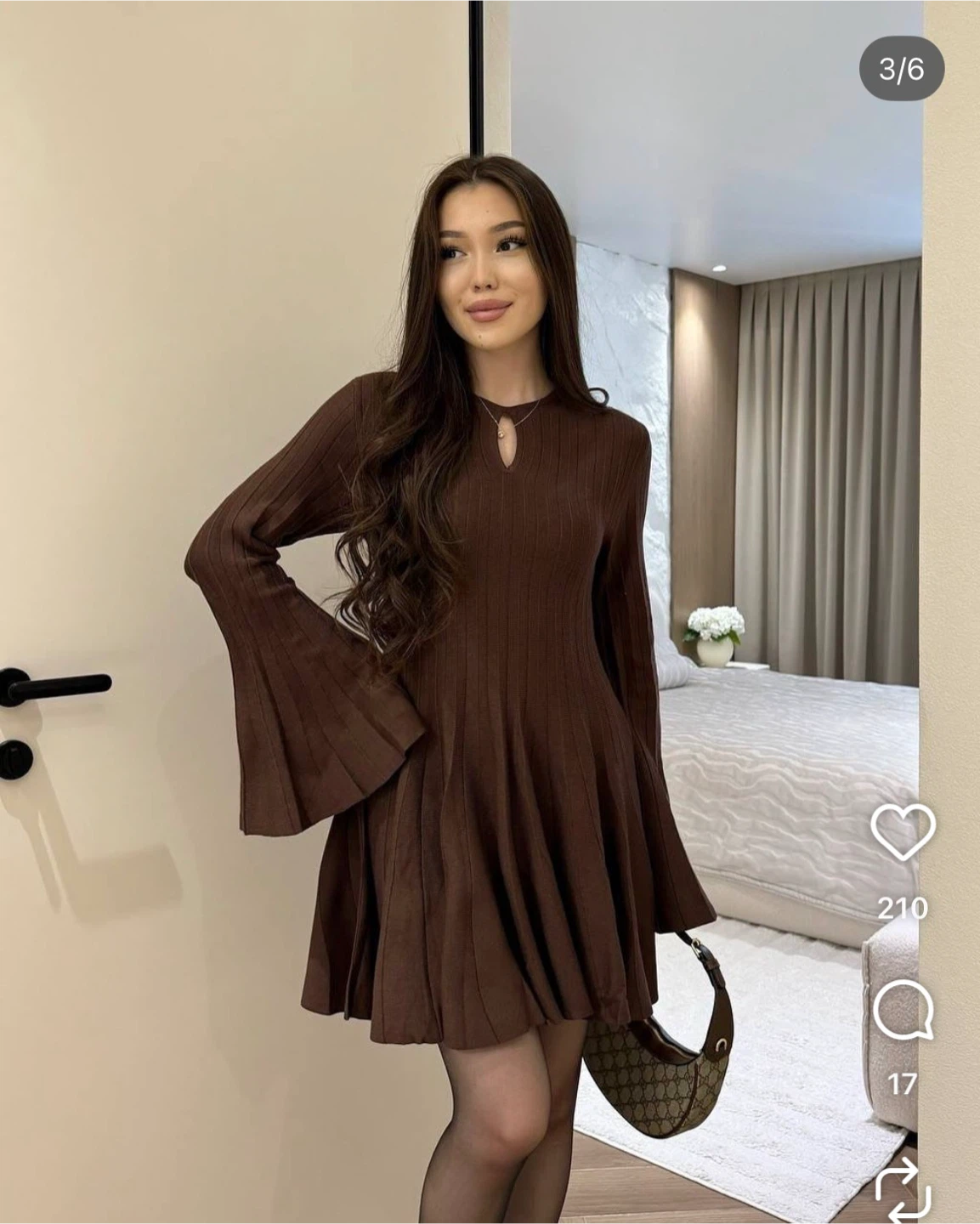 NEW Chocolate Brown Ribbed Dress – Size S/M - photo 4