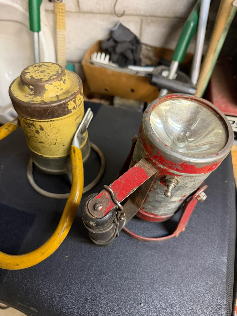 Vintage Handheld Flashlight and Work Light Set