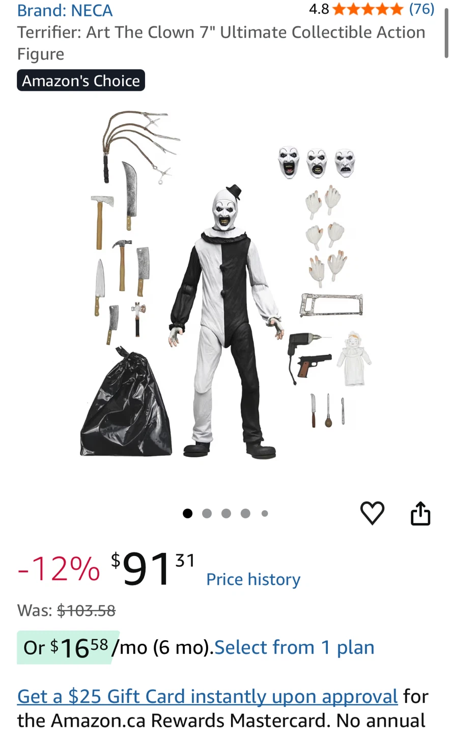 NECA Terrifier Art the Clown Ultimate Action Figure - photo 2