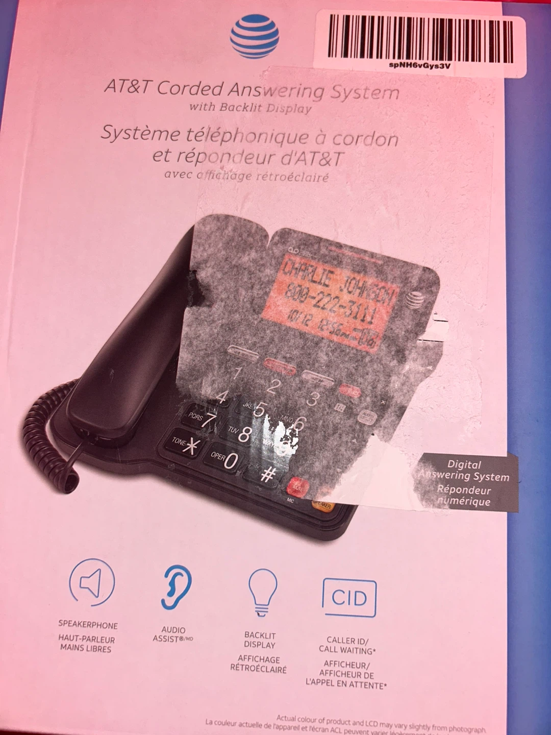 AT&T Corded Answering System with Backlit Display