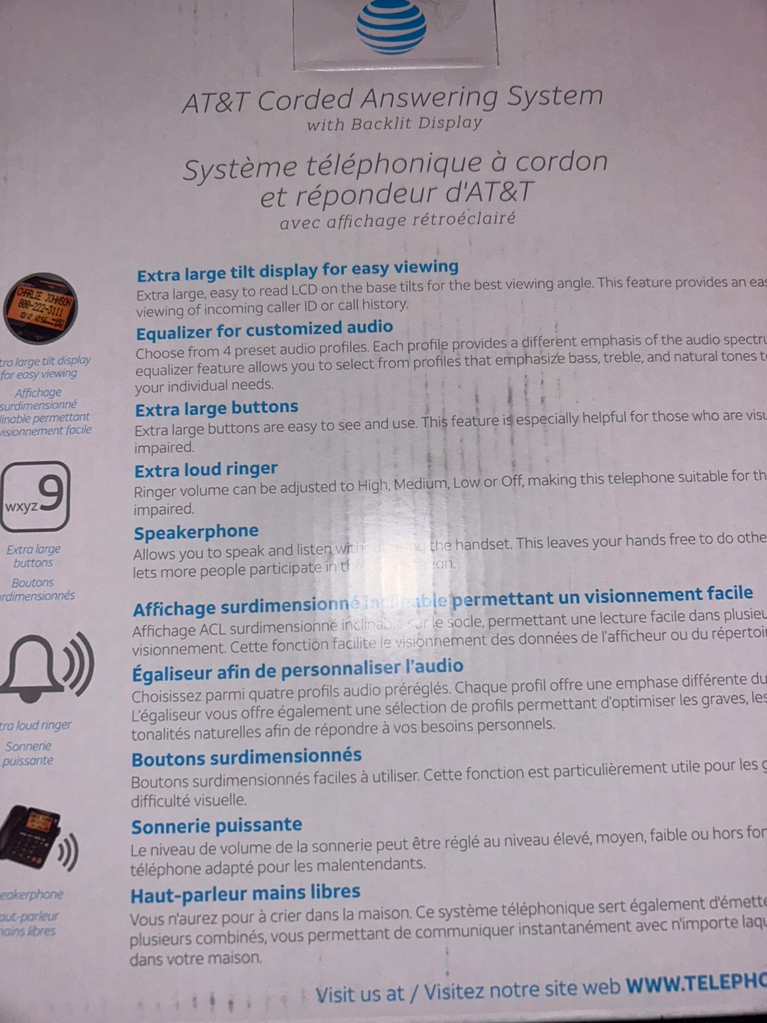 AT&T Corded Answering System with Backlit Display - photo 2