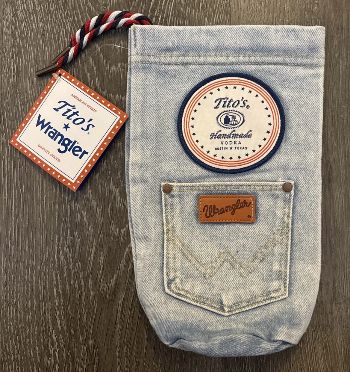 Tito's Vodka x Wrangler Denim Bottle Bag