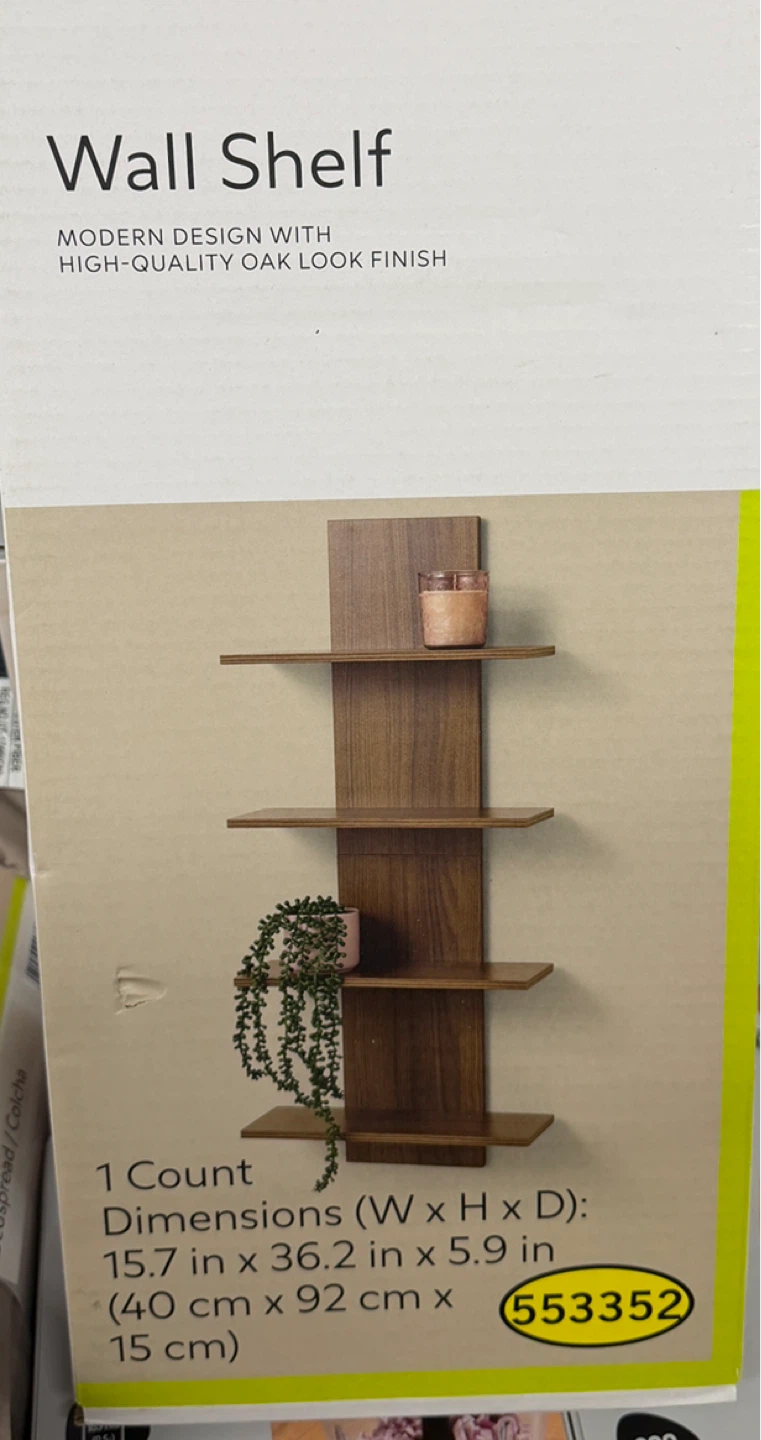 Modern Wall Shelf with Oak Look Finish