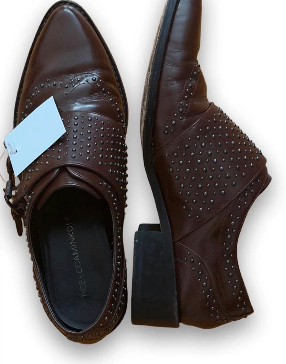 Rebecca Minkoff studded brown leather oxfords