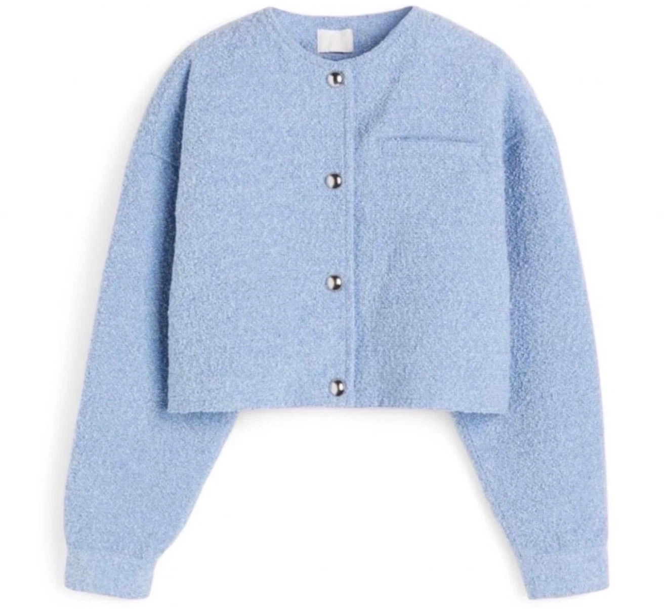 Light Blue Cropped Textured Jacket