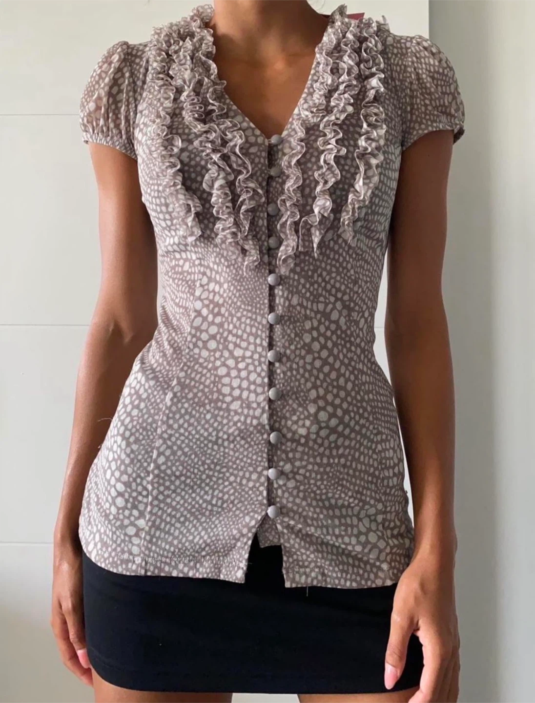 Ruffled Button-Front Top
