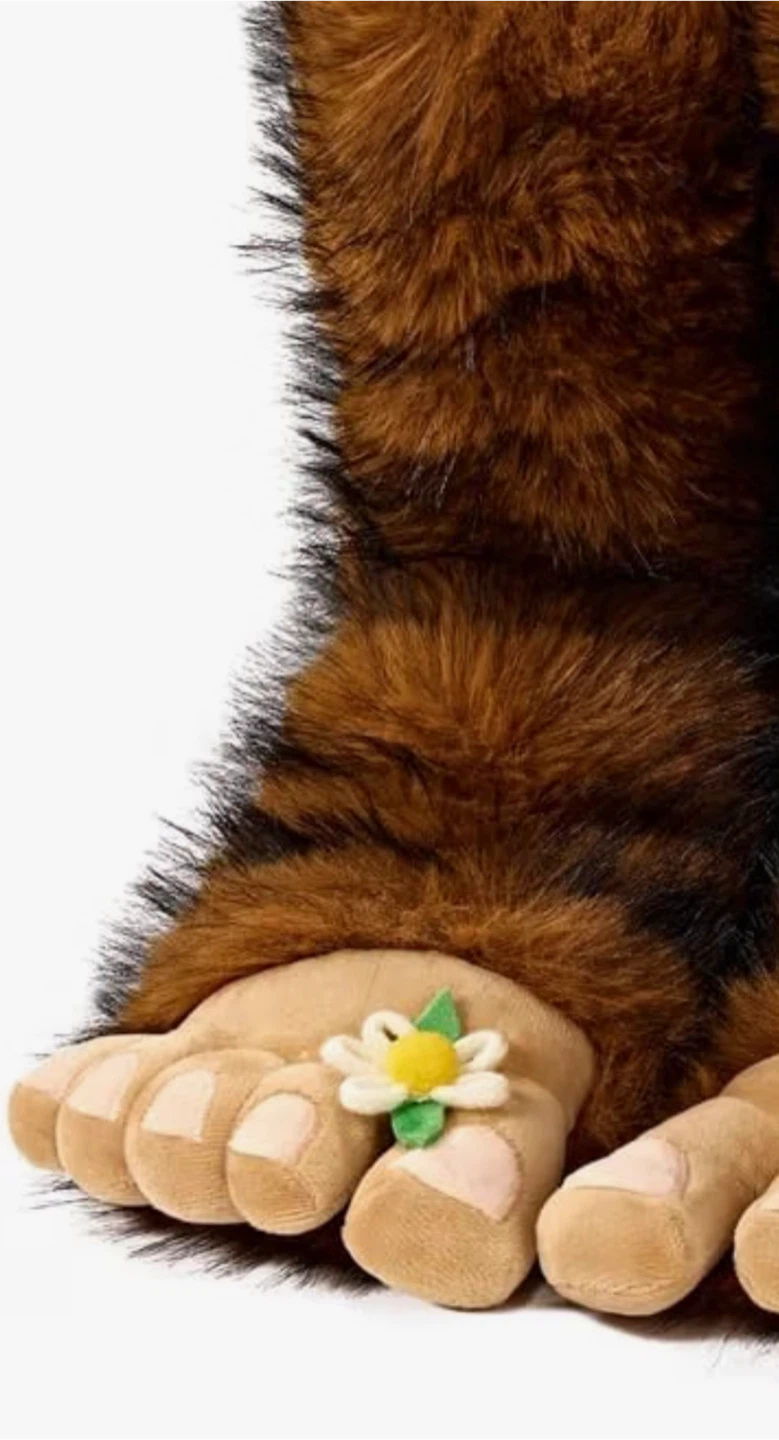 Fuzzy Bigfoot Slippers with Daisy Accents