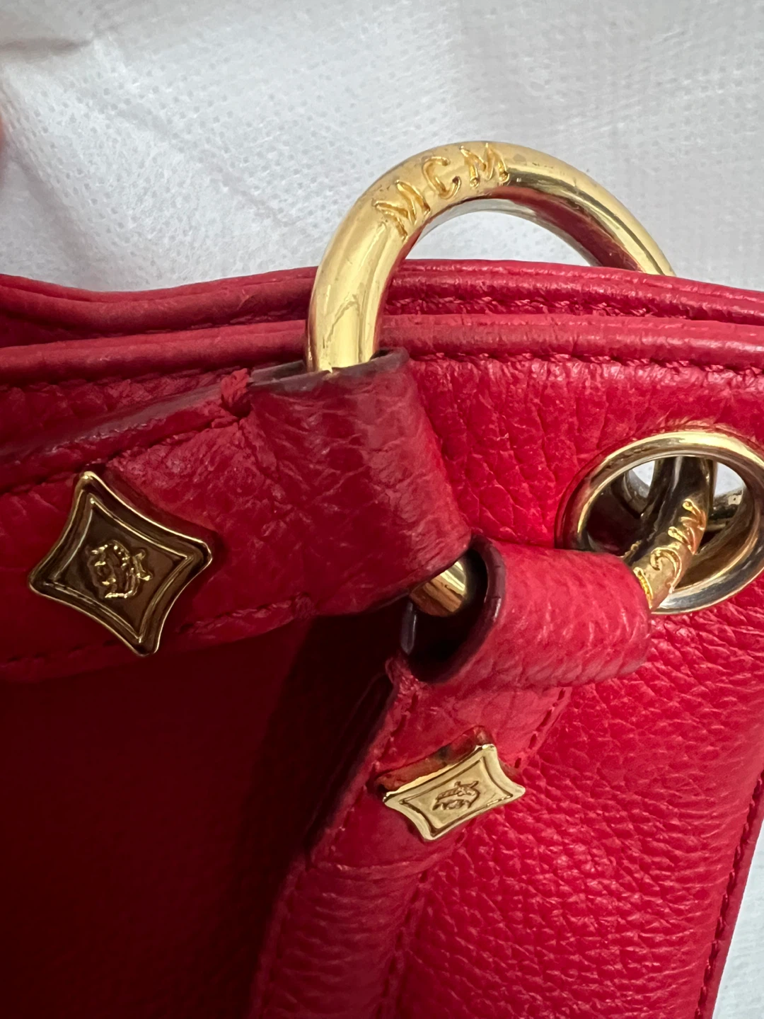 MCM Red Leather Bucket Bag - photo 4