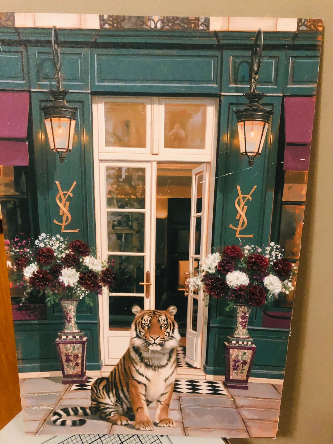 Large Tiger and Floral Print Wall Art - photo 2