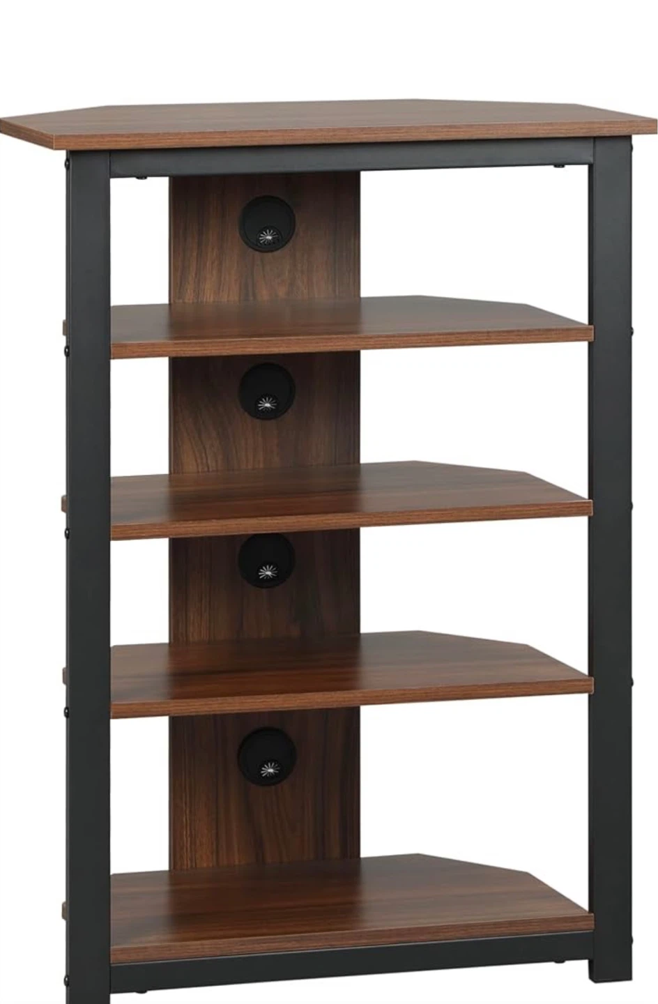 Five-Tier Wood and Metal Corner Media Shelf - photo 4
