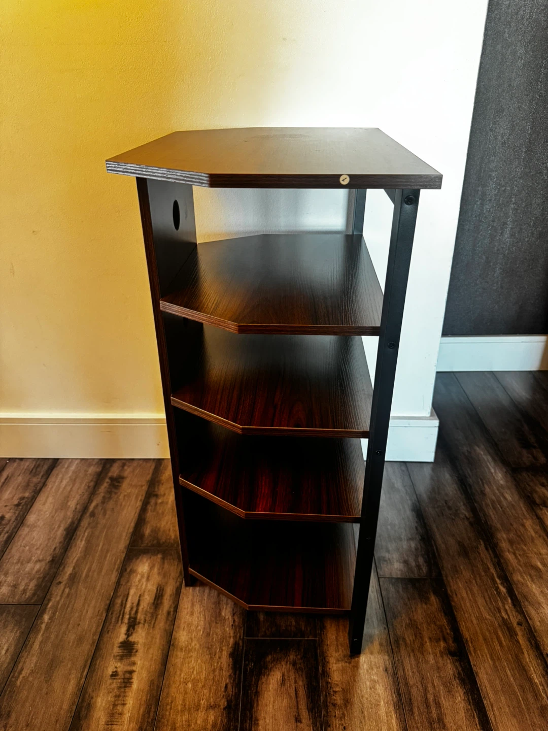 Five-Tier Wood and Metal Corner Media Shelf - photo 5
