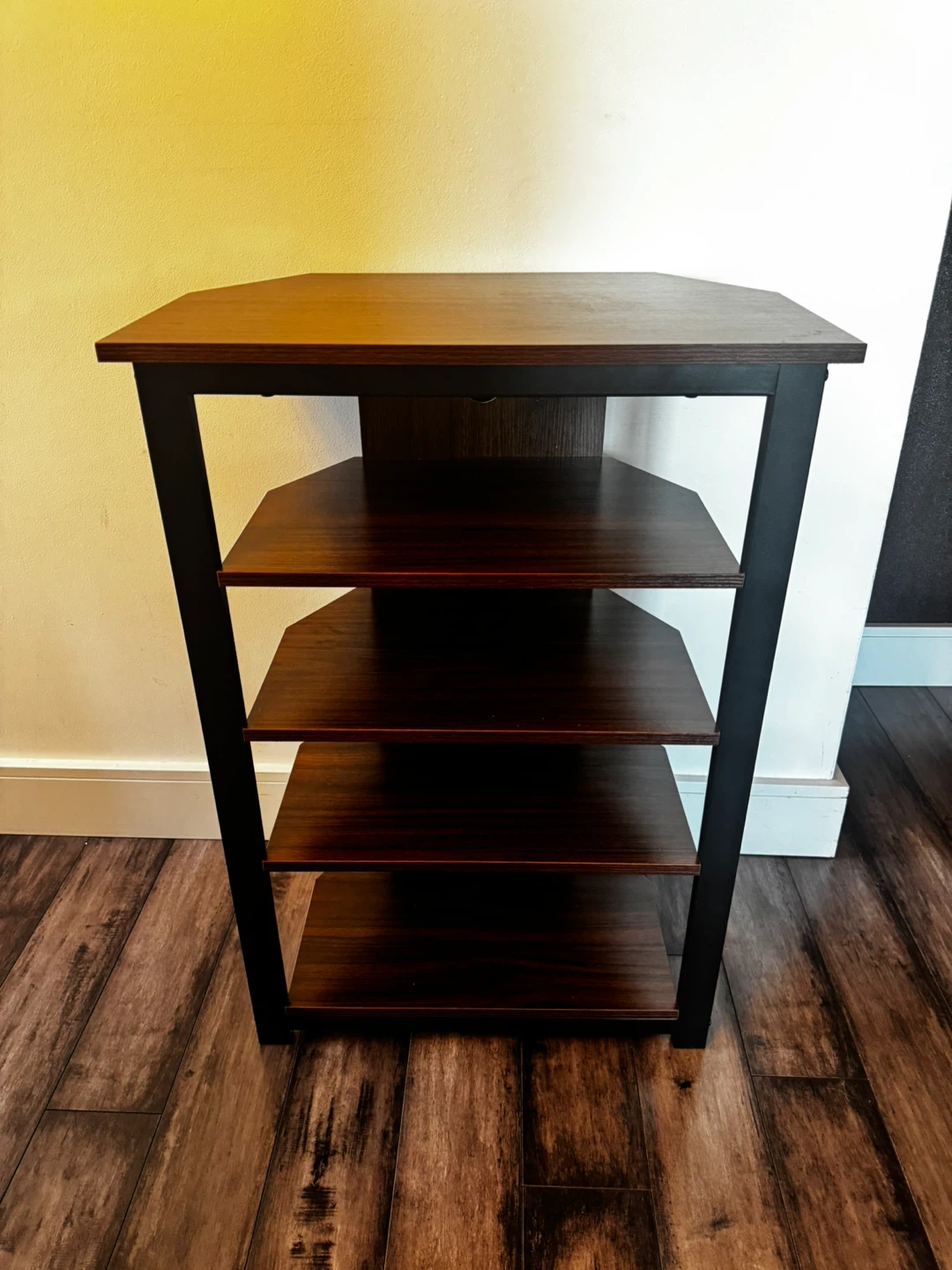 Five-Tier Wood and Metal Corner Media Shelf - photo 2
