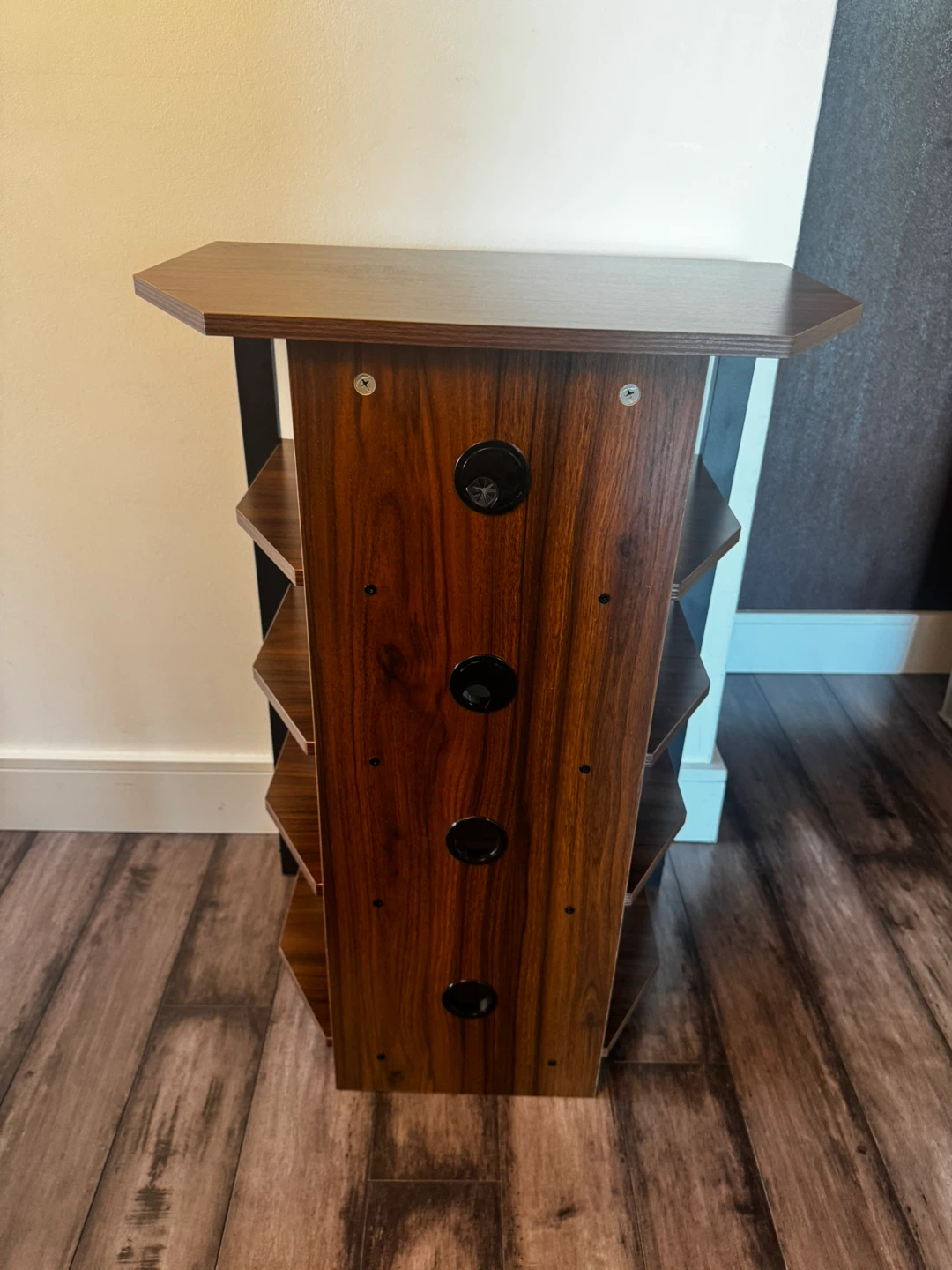 Five-Tier Wood and Metal Corner Media Shelf - photo 3