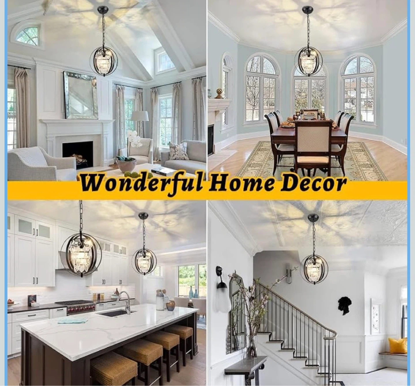Black Metal Orb Crystal Pendant Light - photo 2