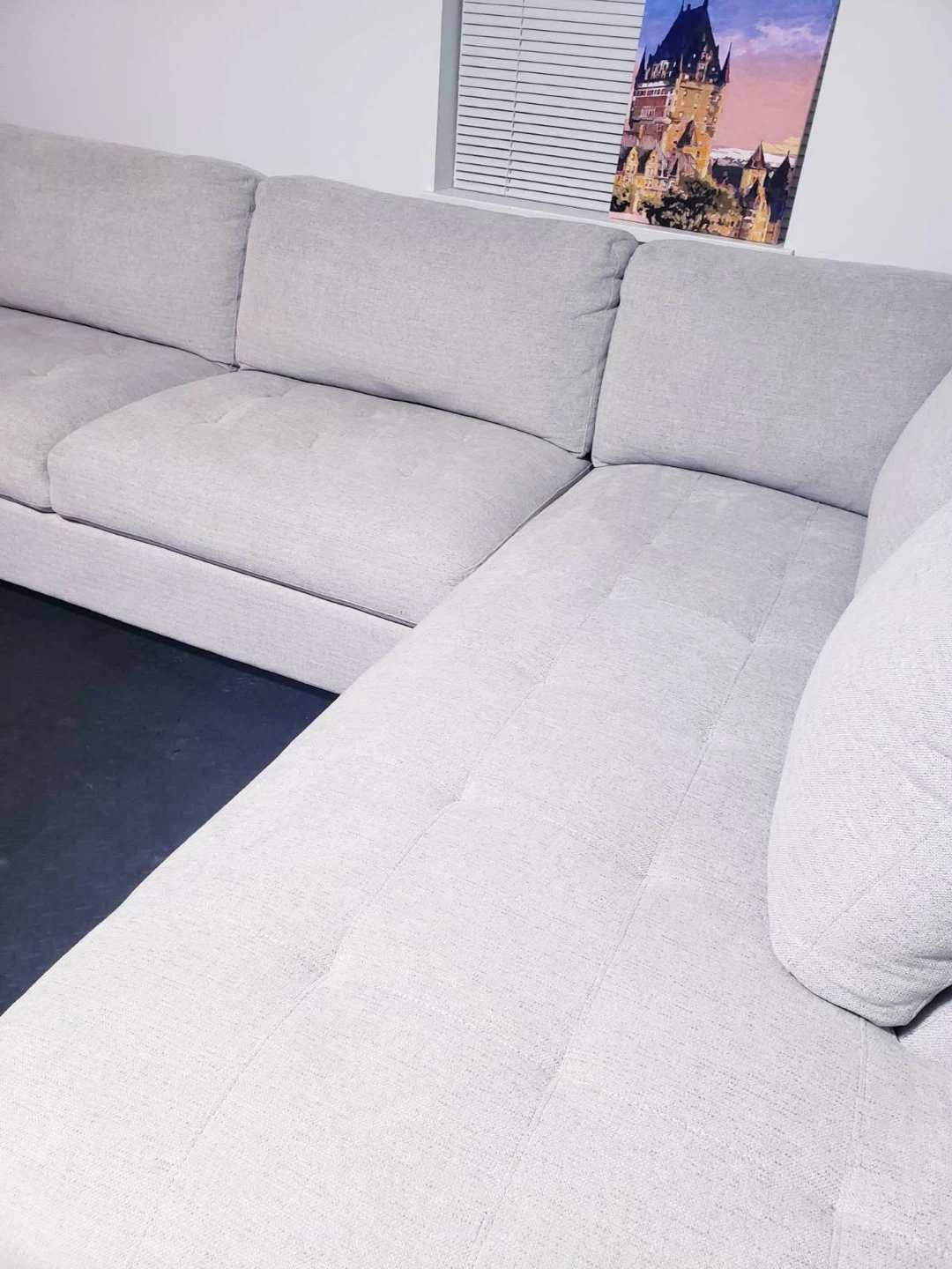 Cream Sectional Sofa with Storage Ottoman - photo 4