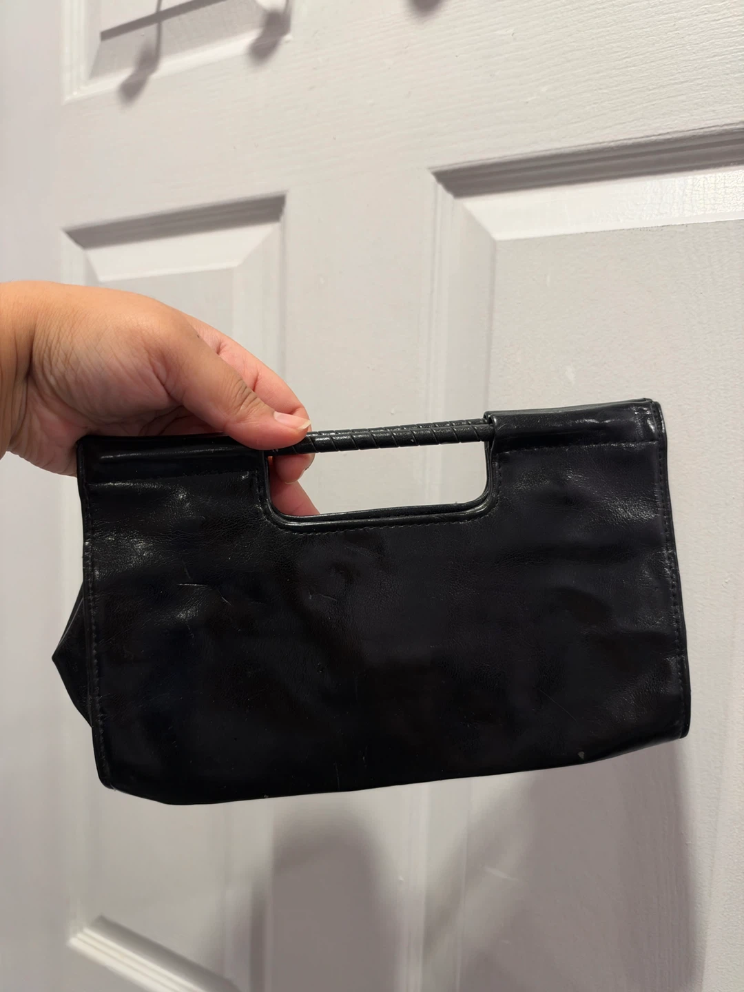 Black Structured Clutch Handbag