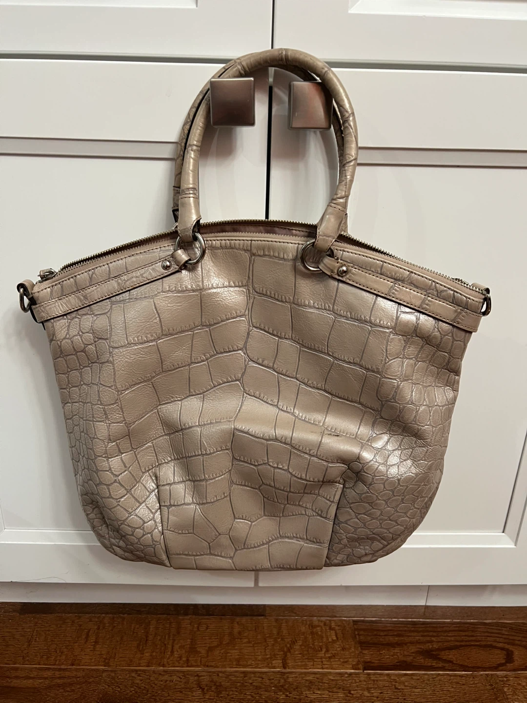 Coach Beige Croc-Embossed Leather Handbag - photo 2