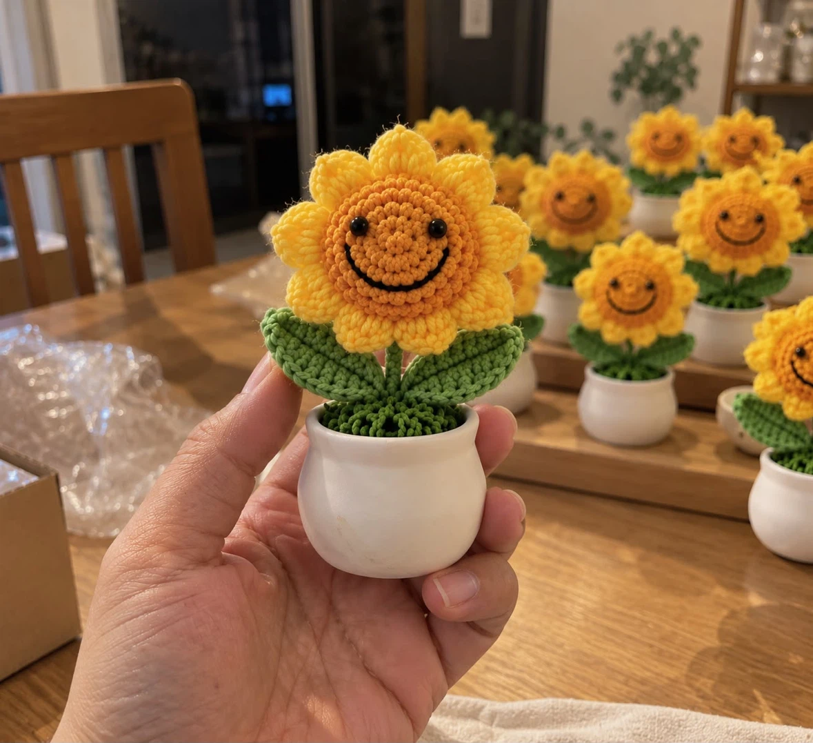 Handmade crocheted sunflower potted Decor - photo 2