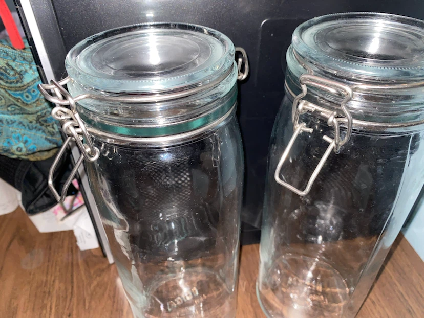 2 Glass Storage Jars with Airtight Lids
