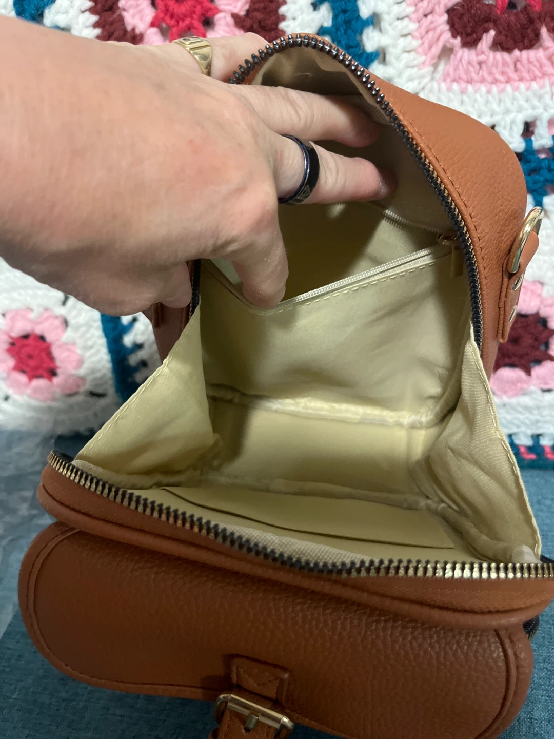 Tan Faux Leather Crossbody Bag - photo 5