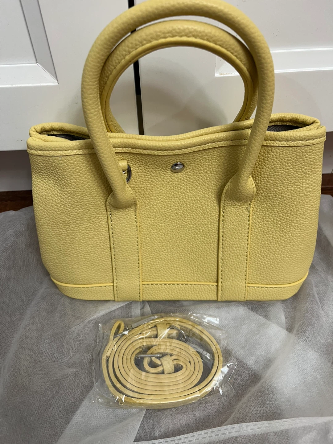 Yellow Pebble Leather Handbag - photo 3