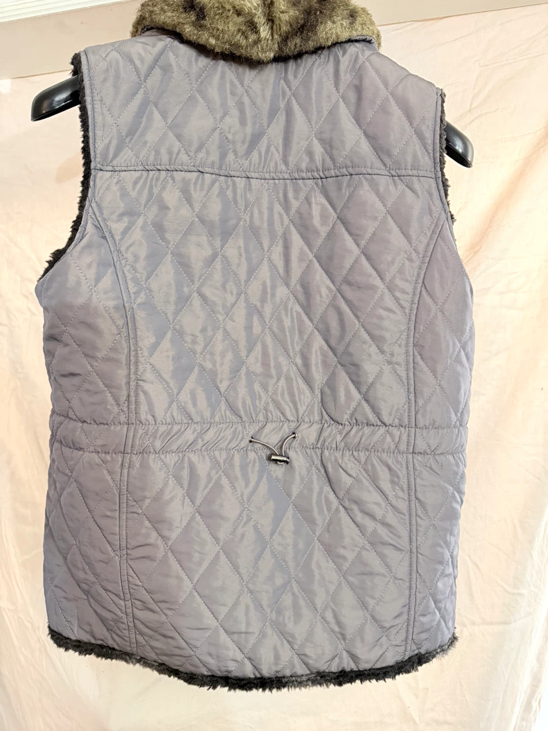 Quilted Faux Fur Vest - Women's M/L - Grey - Reversible - photo 2