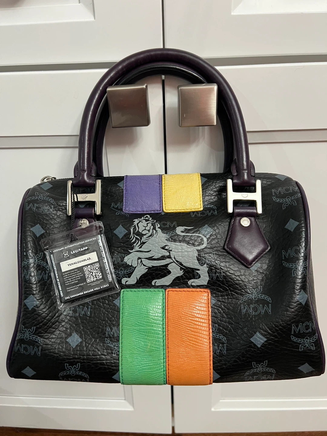 MCM Munich Lion Boston Bag