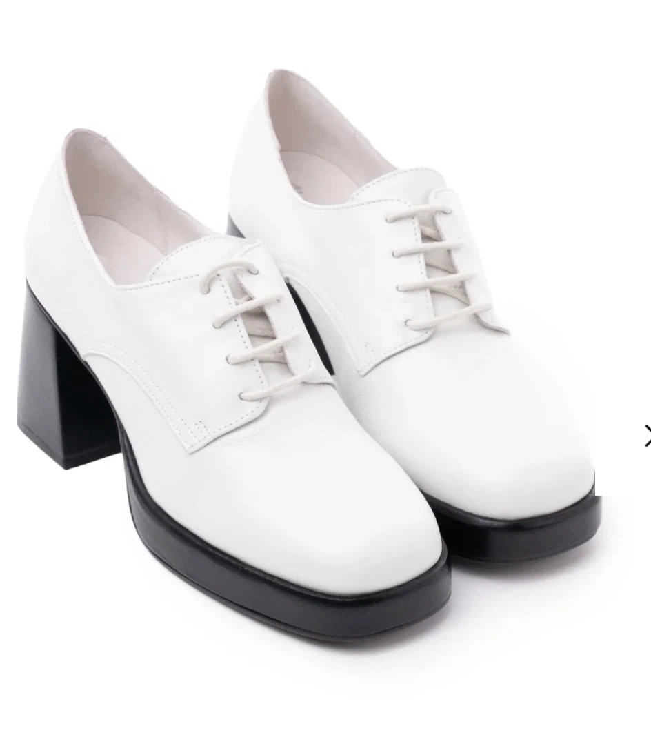 Brand New White Leather Platform Lace-Up Heels - photo 2