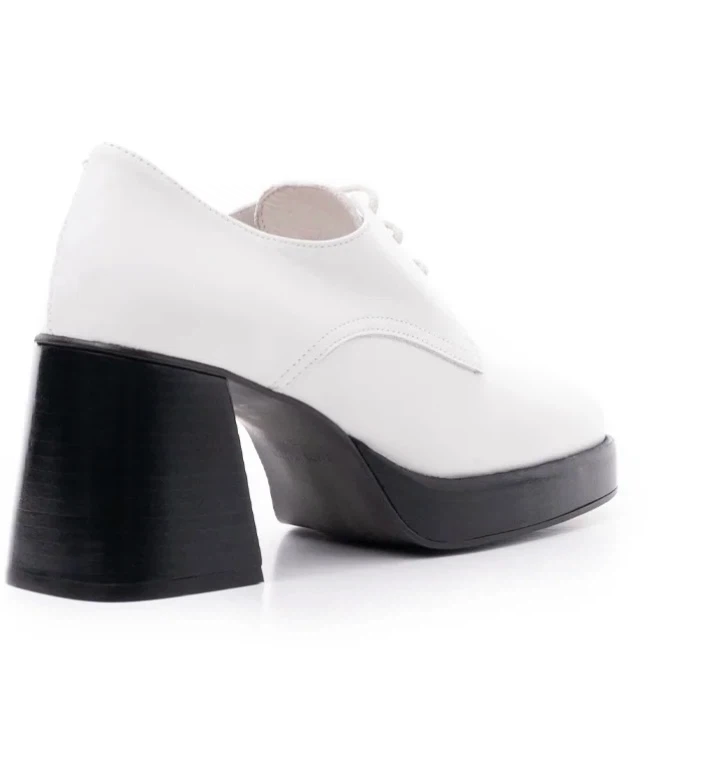 Brand New White Leather Platform Lace-Up Heels - photo 3