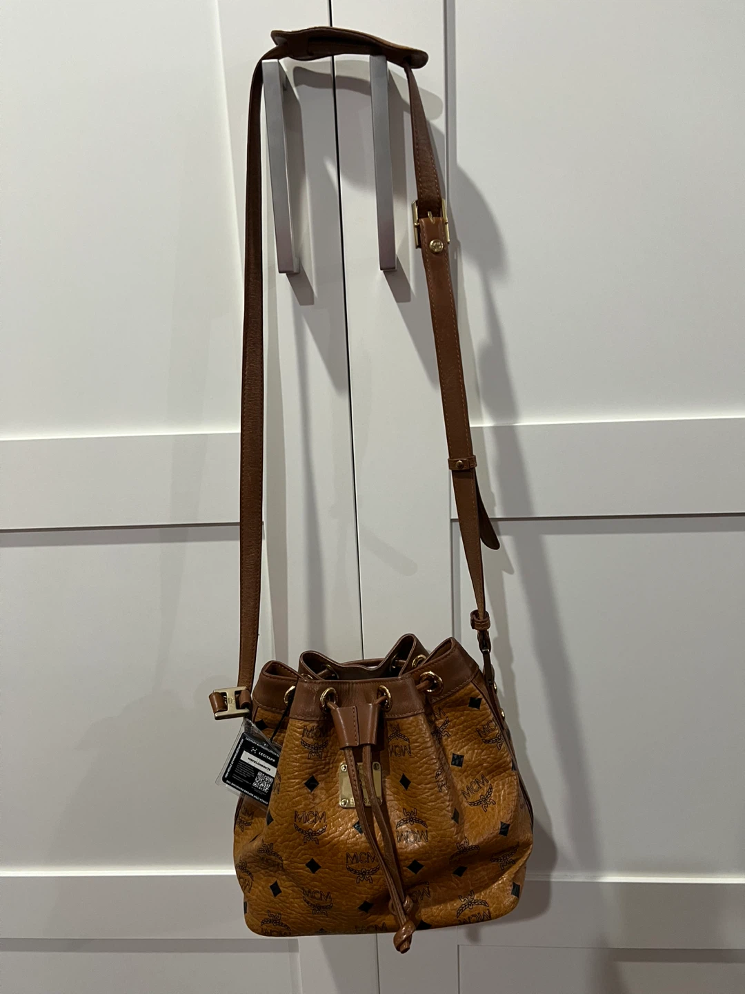 MCM Visetos Drawstring Bucket Bag