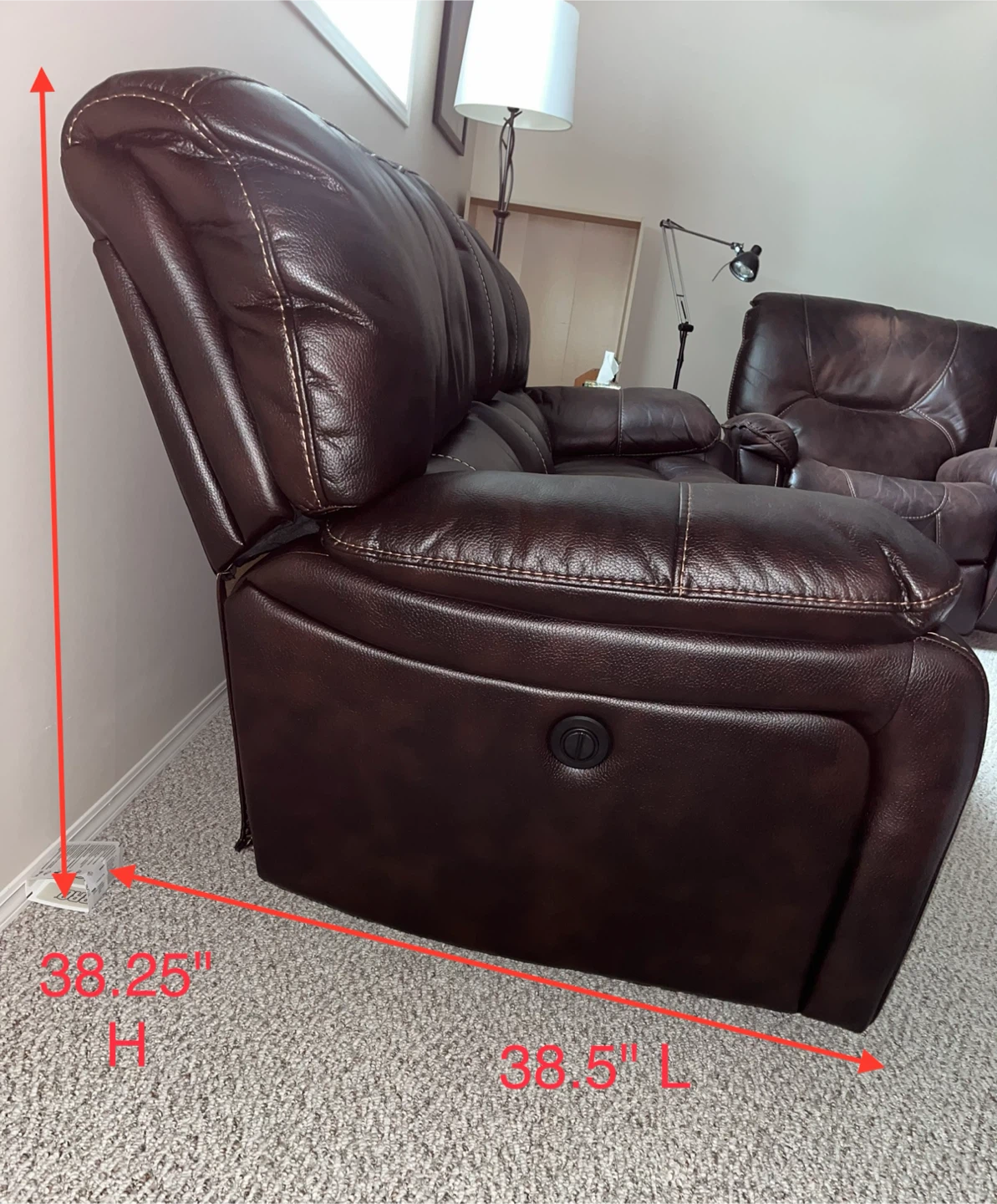 Brown leather electric recliner sofa