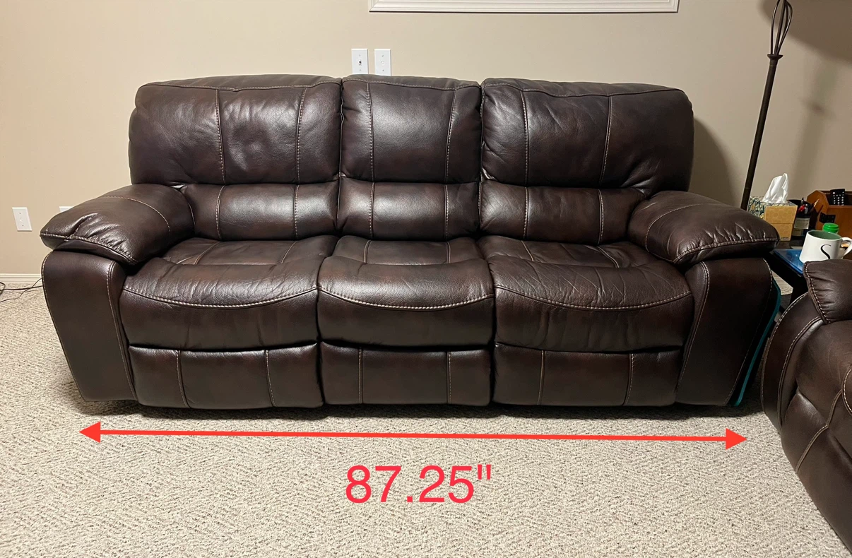 Brown leather electric recliner sofa - photo 2