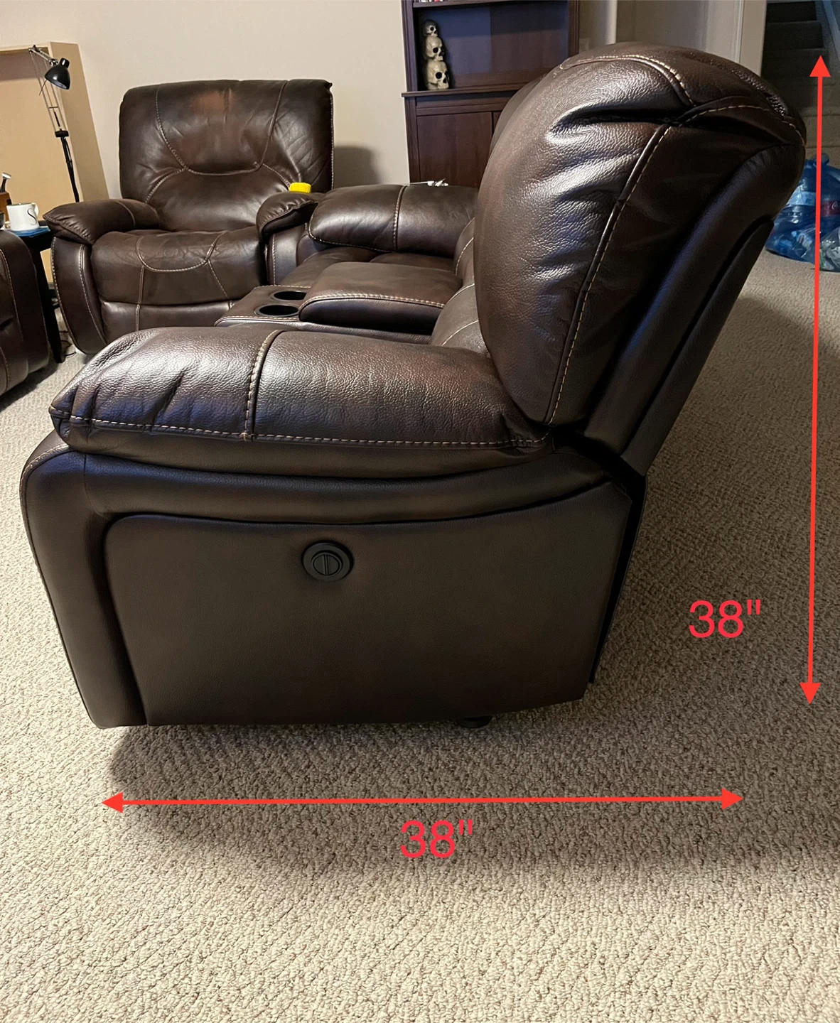Brown leather electric recliner sofa - photo 3
