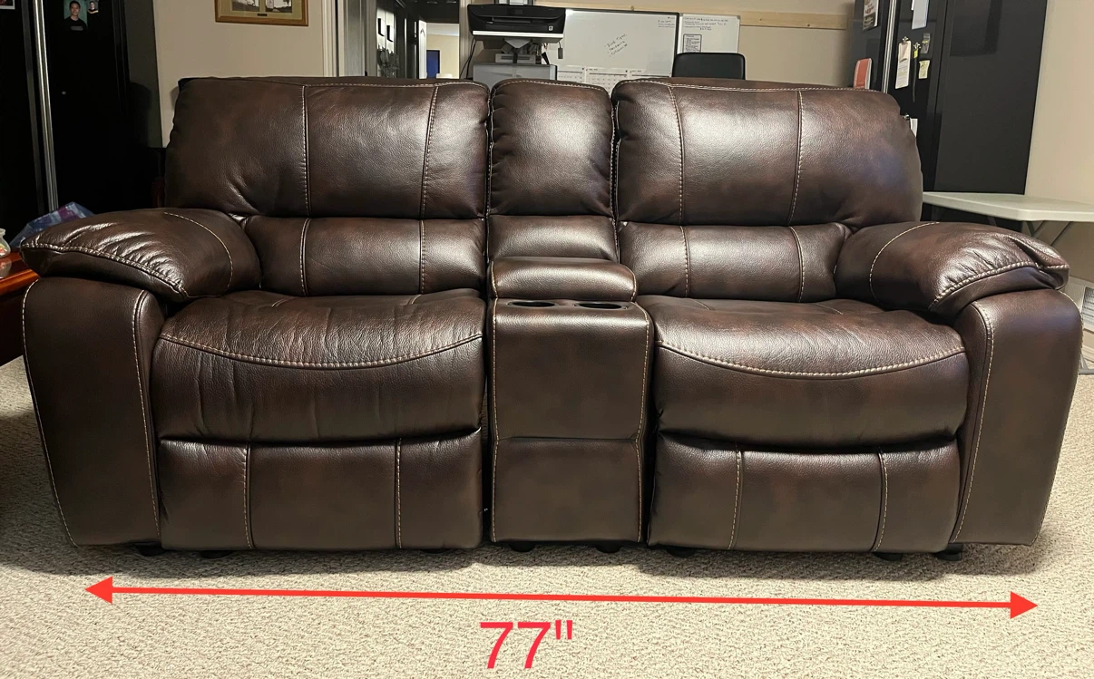 Brown leather electric recliner sofa - photo 5